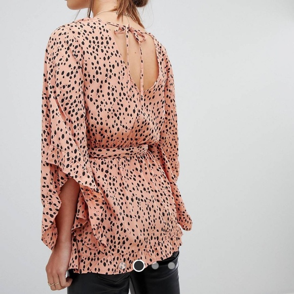 River Island Frill Animal Print Top - Picture 2 of 3
